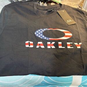 Oakley Men's Black Tee with Patriotic Logo